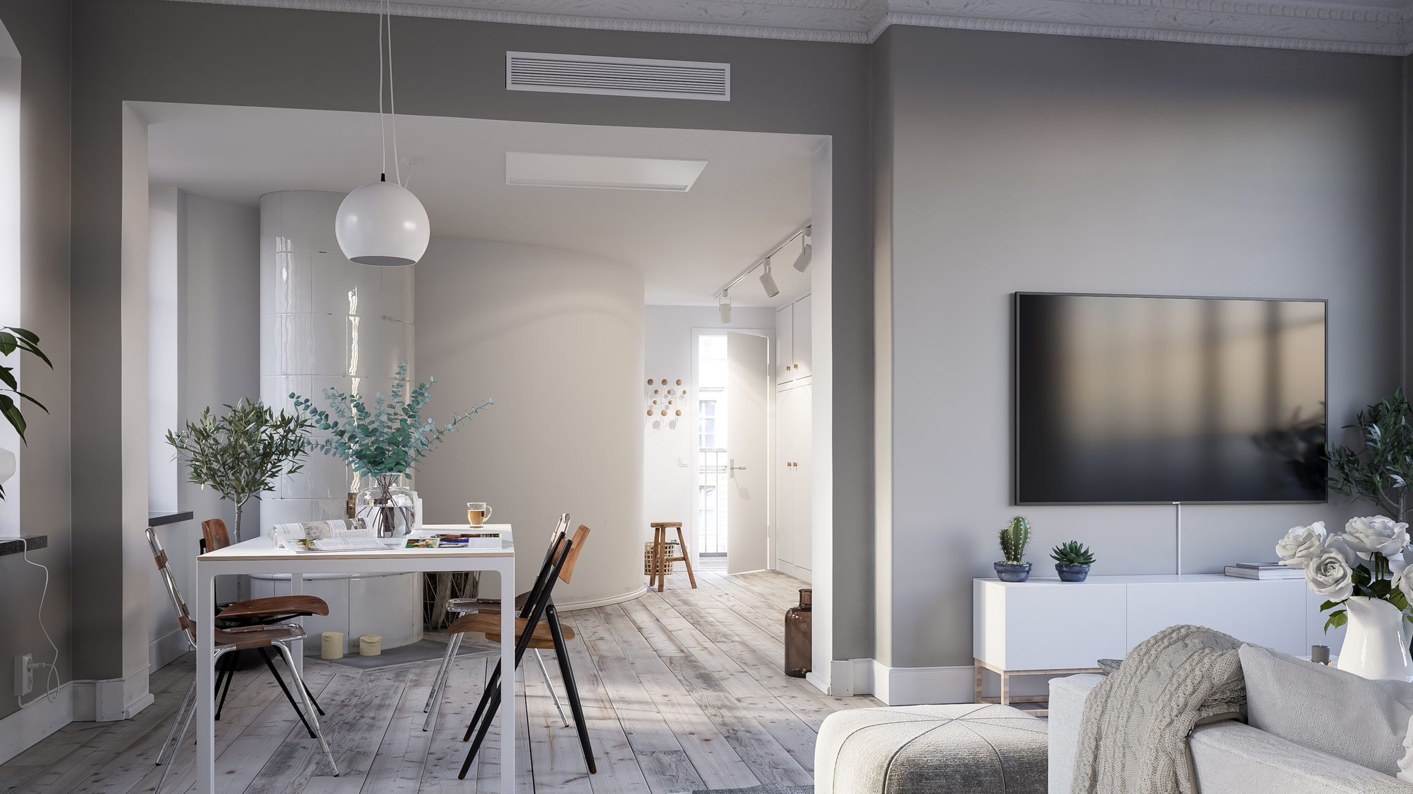 Daikin värmeavgivare installerad i ett hus för att få en komfortabel hemmiljö